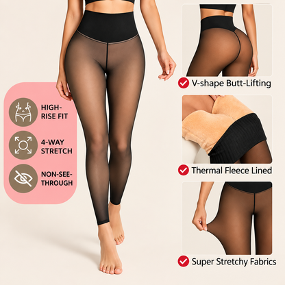 Sheer Illusion Fleece-Lined Tights