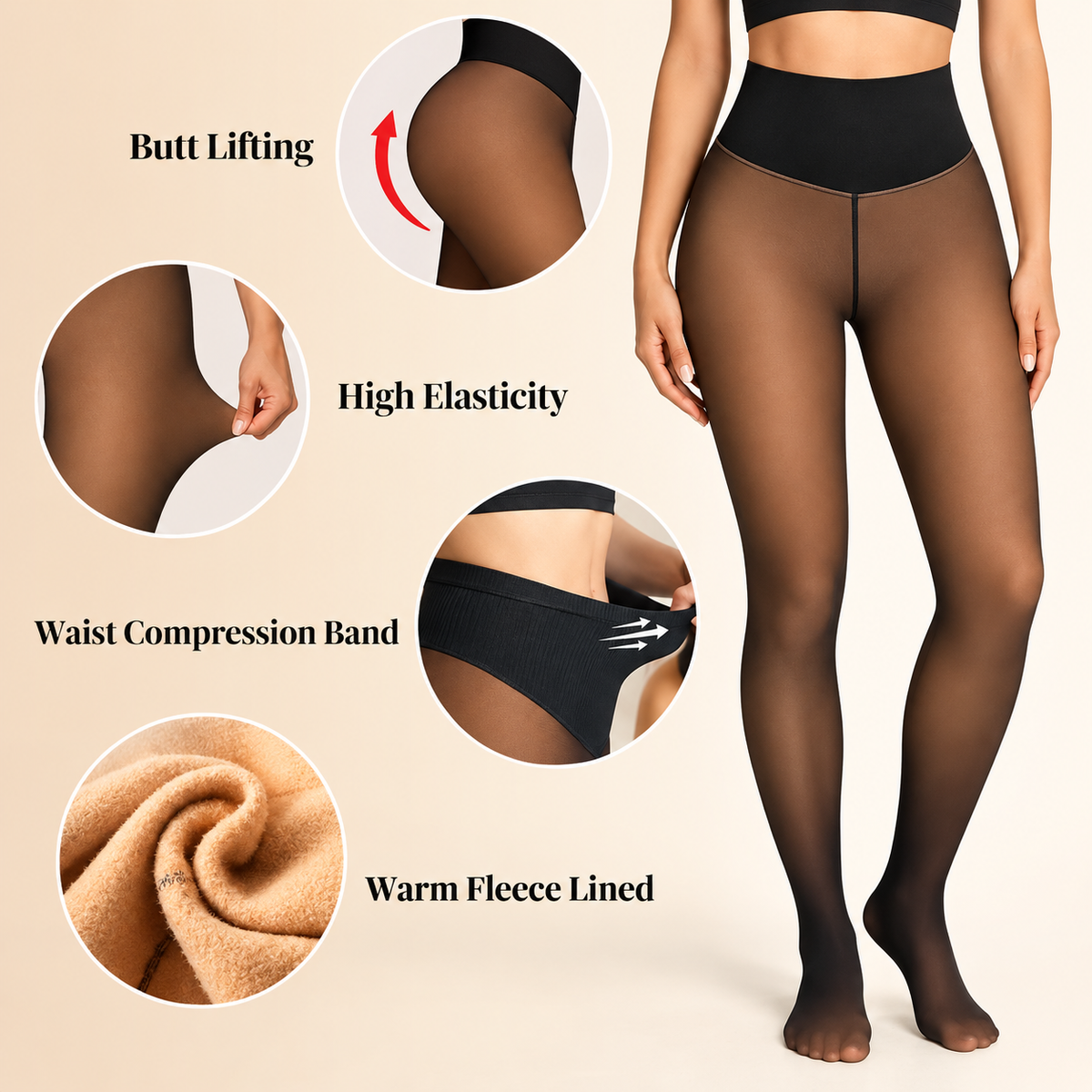 Sheer Illusion Fleece-Lined Tights
