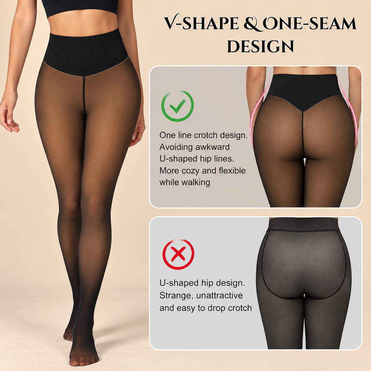 Sheer Illusion Fleece-Lined Tights