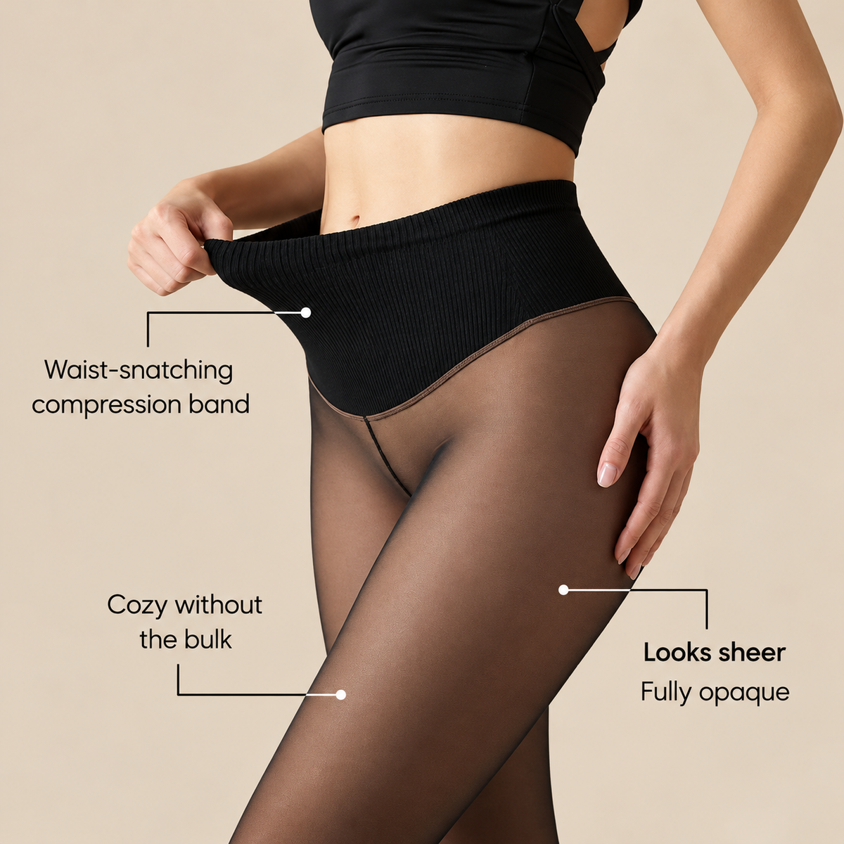 Sheer Illusion Fleece-Lined Tights