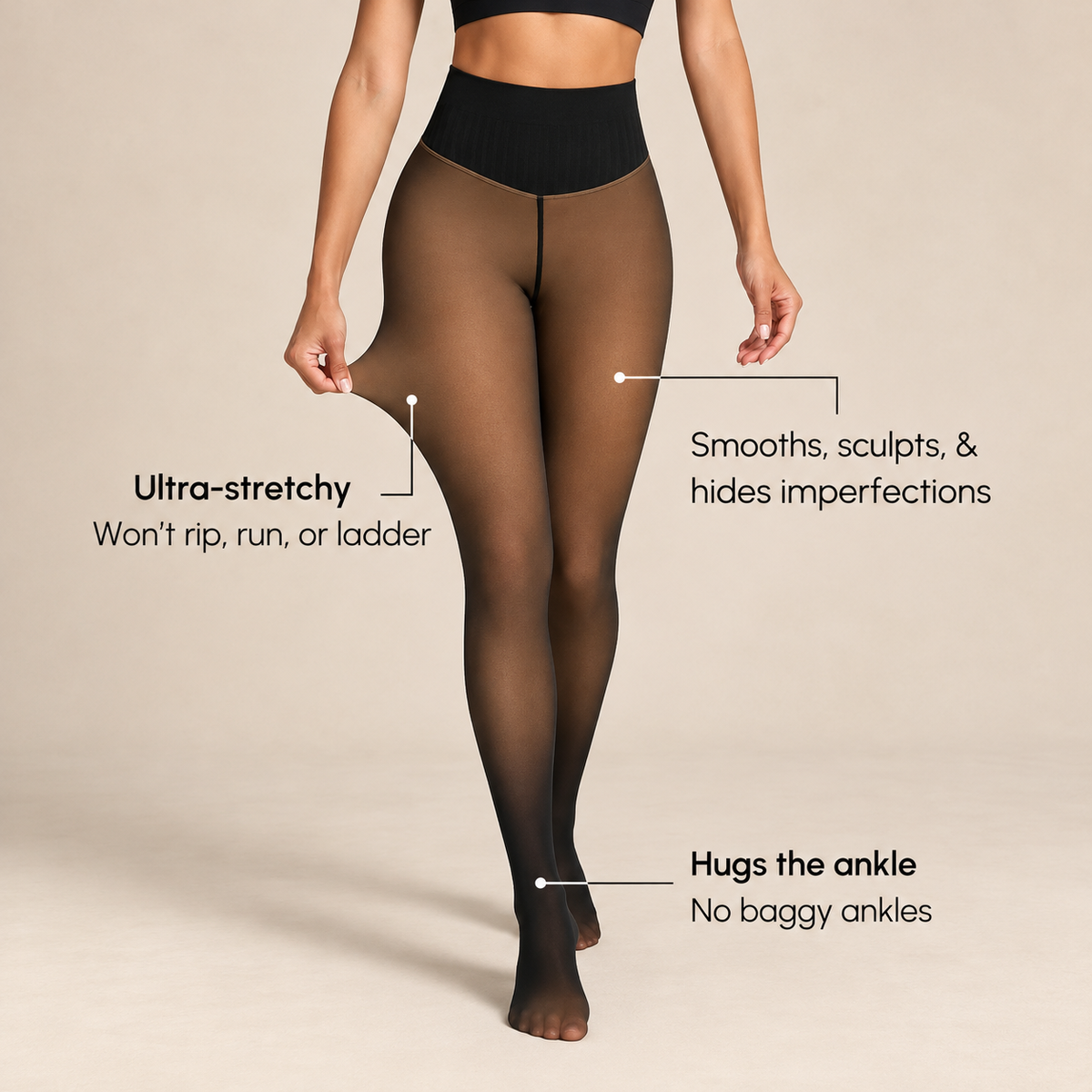 Sheer Illusion Fleece-Lined Tights